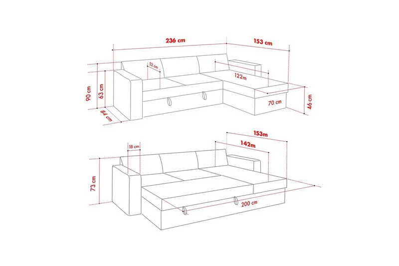 Tareen Sofa med Divan 3-seter - Grå - Møbler - Sofaer - Sofaer med sjeselong - 3 seters sofa med divan
