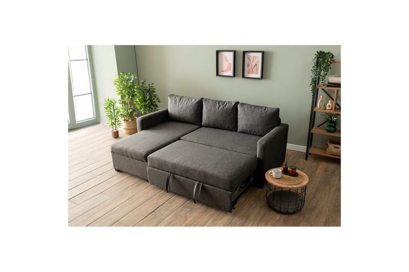 Tareen Sofa med Divan 3-seter - Mørkegrå - Møbler - Sofaer - Sofaer med sjeselong - 3 seters sofa med divan