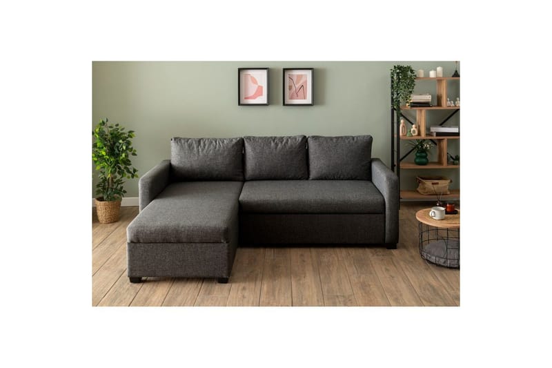 Tareen Sofa med Divan 3-seter - Mørkegrå - Møbler - Sofaer - Sofaer med sjeselong - 3 seters sofa med divan