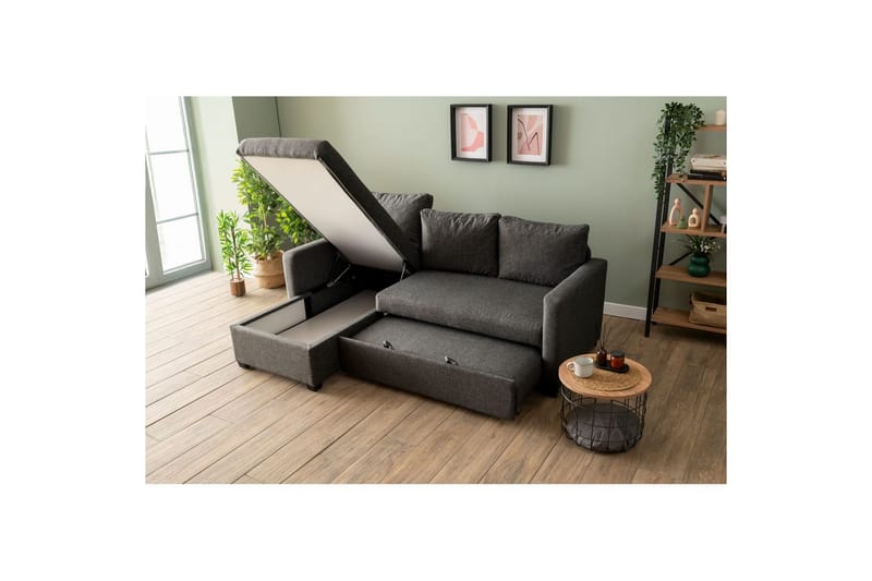 Tareen Sofa med Divan 3-seter - Mørkegrå - Møbler - Sofaer - Sofaer med sjeselong - 3 seters sofa med divan