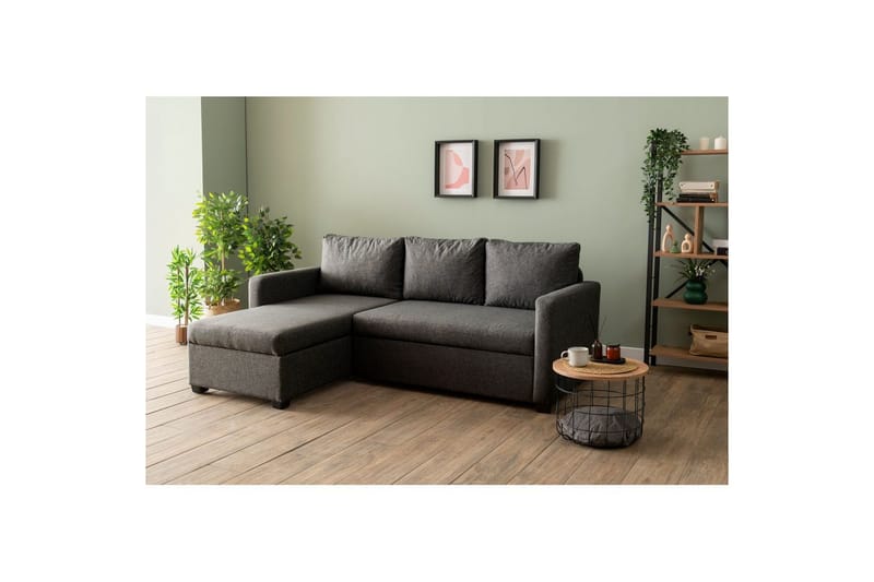 Tareen Sofa med Divan 3-seter - Mørkegrå - Møbler - Sofaer - Sofaer med sjeselong - 3 seters sofa med divan