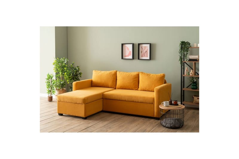 Tareen Sofa med Divan 3-seter - Sennepsgul - Møbler - Sofaer - Sofaer med sjeselong - 3 seters sofa med divan