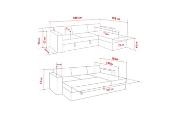 Tareen Sofa med Divan 3-seter - Sennepsgul - Møbler - Sofaer - Sofaer med sjeselong - 3 seters sofa med divan