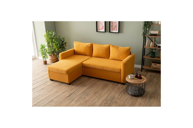 Tareen Sofa med Divan 3-seter - Sennepsgul - Møbler - Sofaer - Sofaer med sjeselong - 3 seters sofa med divan