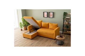 Tareen Sofa med Divan 3-seter - Sennepsgul - Møbler - Sofaer - Sofaer med sjeselong - 3 seters sofa med divan