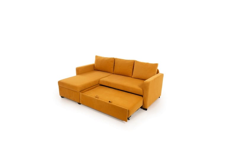 Tareen Sofa med Divan 3-seter - Sennepsgul - M�øbler - Sofaer - Sofaer med sjeselong - 3 seters sofa med divan