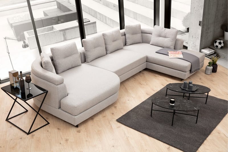 Tekawa Sofa m. Divan 4-seters - Lysegrå - Møbler - Sofaer - Sofaer med sjeselong - 4 seters sofa med divan