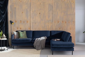 Teodin 2,5-seters Fløyelssofa med Sjeselong Høyre - Blå - Møbler - Sofaer - Sofaer med sjeselong - 2 seters sofa med divan