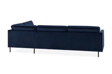 Teodin 2,5-seters Fløyelssofa med Sjeselong Høyre - Blå - Møbler - Sofaer - Sofaer med sjeselong - 2 seters sofa med divan