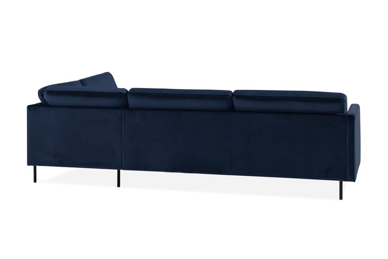 Teodin 2,5-seters Fløyelssofa med Sjeselong Høyre - Blå - Møbler - Sofaer - Sofaer med sjeselong - 2 seters sofa med divan
