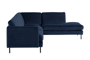 Teodin 2,5-seters Fløyelssofa med Sjeselong Høyre - Blå - Møbler - Sofaer - Sofaer med sjeselong - 2 seters sofa med divan