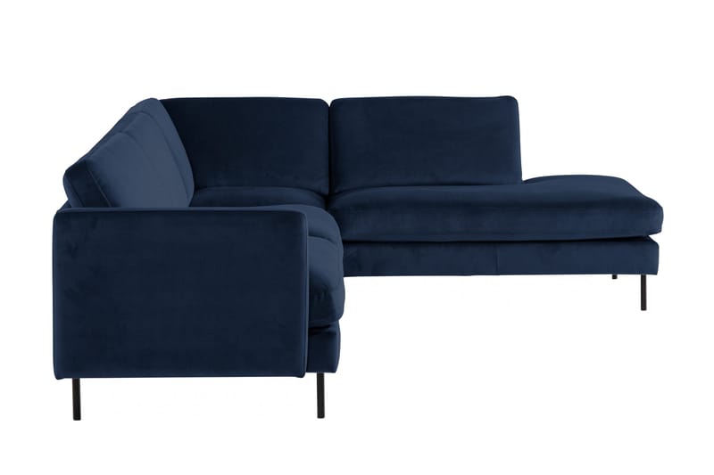 Teodin 2,5-seters Fløyelssofa med Sjeselong Høyre - Blå - Møbler - Sofaer - Sofaer med sjeselong - 2 seters sofa med divan