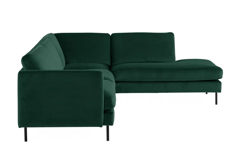 Teodin 2,5-seters Fløyelssofa med Sjeselong Høyre - Grønn - Møbler - Sofaer - Sofaer med sjeselong - 2 seters sofa med divan