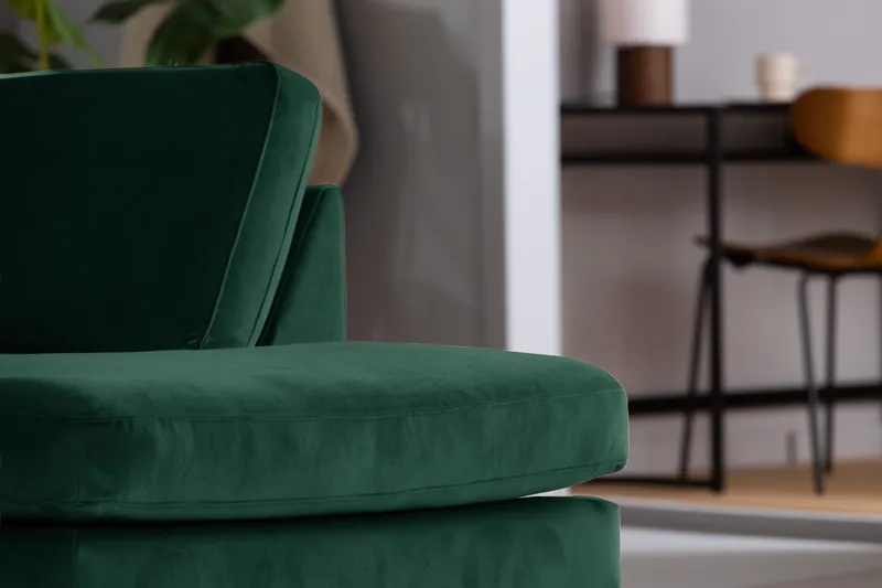 Teodin 2,5-seters Fløyelssofa med Sjeselong Høyre - Grønn - Møbler - Sofaer - Sofaer med sjeselong - 2 seters sofa med divan