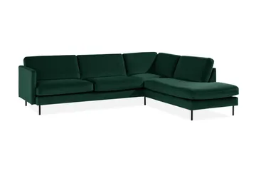 Teodin 2,5-seters Fløyelssofa med Sjeselong Høyre - Grønn - Møbler - Sofaer - Sofaer med sjeselong - 2 seters sofa med divan