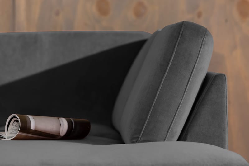 Teodin 2,5-seters Fløyelssofa med Sjeselong Høyre - Lysegrå - Møbler - Sofaer - Sofaer med sjeselong - 2 seters sofa med divan