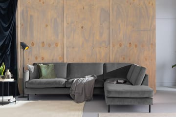 Teodin 2,5-seters Fløyelssofa med Sjeselong Høyre - Lysegrå - Møbler - Sofaer - Sofaer med sjeselong - 2 seters sofa med divan