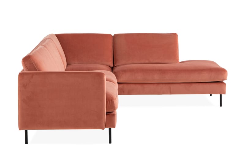 Teodin 2,5-seters Fløyelssofa med Sjeselong Høyre - Rosa - Møbler - Sofaer - Sofaer med sjeselong - 2 seters sofa med divan