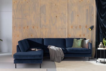 Teodin 2,5-seters Fløyelssofa med Sjeselong Venstre - Blå - Møbler - Sofaer - Sofaer med sjeselong - 2 seters sofa med divan