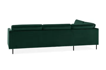 Teodin 2,5-seters Fløyelssofa med Sjeselong Venstre - Grønn - Møbler - Sofaer - Sofaer med sjeselong - 2 seters sofa med divan
