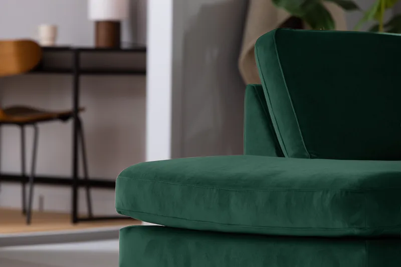 Teodin 2,5-seters Fløyelssofa med Sjeselong Venstre - Grønn - Møbler - Sofaer - Sofaer med sjeselong - 2 seters sofa med divan