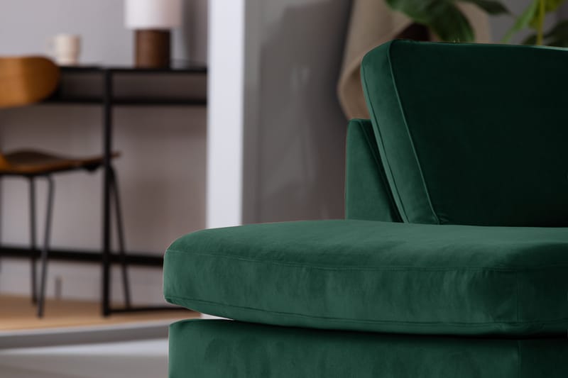 Teodin 2,5-seters Fløyelssofa med Sjeselong Venstre - Grønn - Møbler - Sofaer - Sofaer med sjeselong - 2 seters sofa med divan