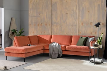 Teodin 2,5-seters Fløyelssofa med Sjeselong Venstre - Rosa - Møbler - Sofaer - Sofaer med sjeselong - 2 seters sofa med divan