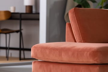 Teodin 2,5-seters Fløyelssofa med Sjeselong Venstre - Rosa - Møbler - Sofaer - Sofaer med sjeselong - 2 seters sofa med divan