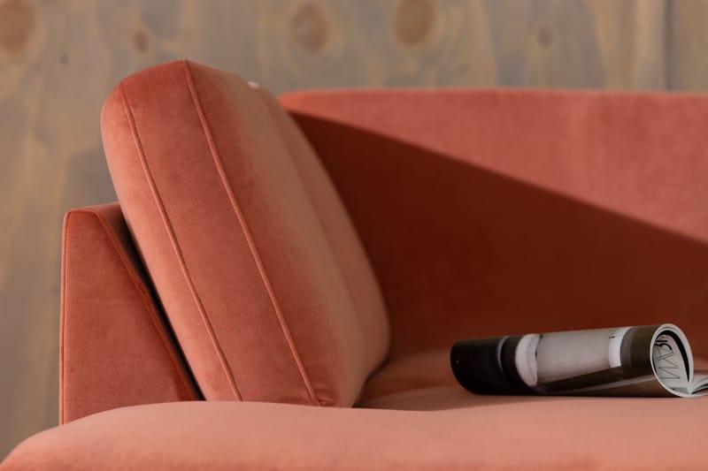 Teodin 2,5-seters Fløyelssofa med Sjeselong Venstre - Rosa - Møbler - Sofaer - Sofaer med sjeselong - 2 seters sofa med divan