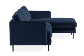 Teodin Fløyelssofa 2-seters med Divan Høyre - Blå - Møbler - Sofaer - Sofaer med sjeselong - 2 seters sofa med divan