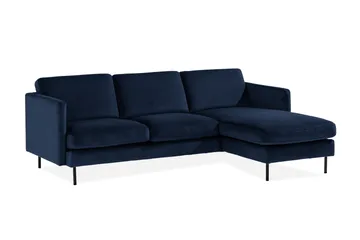 Teodin Fløyelssofa 2-seters med Divan Høyre - Blå - Møbler - Sofaer - Sofaer med sjeselong - 2 seters sofa med divan
