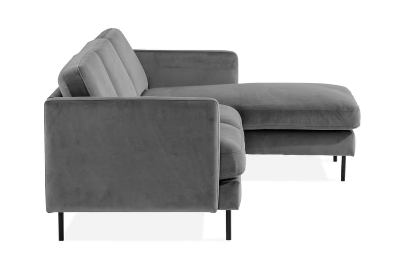 Teodin Fløyelssofa 2-seters med Divan Høyre - Lysegrå - Møbler - Sofaer - Sofaer med sjeselong - 2 seters sofa med divan