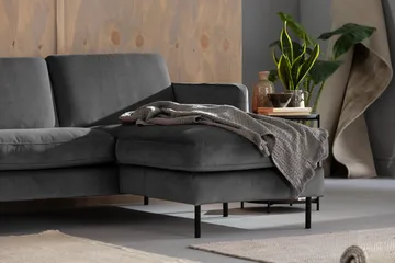 Teodin Fløyelssofa 2-seters med Divan Høyre - Lysegrå - Møbler - Sofaer - Sofaer med sjeselong - 2 seters sofa med divan