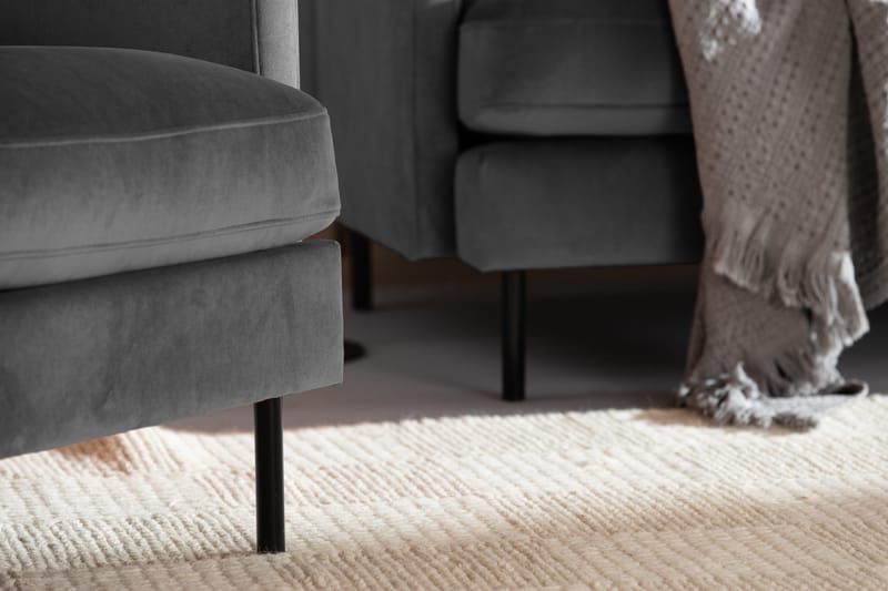 Teodin Fløyelssofa 2-seters med Divan Høyre - Lysegrå - Møbler - Sofaer - Sofaer med sjeselong - 2 seters sofa med divan