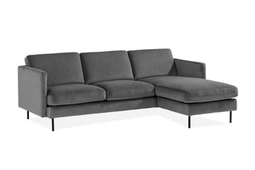 Teodin Fløyelssofa 2-seters med Divan Høyre - Lysegrå - Møbler - Sofaer - Sofaer med sjeselong - 2 seters sofa med divan