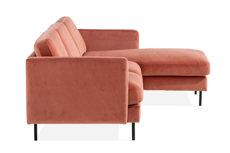 Teodin Fløyelssofa 2-seters med Divan Høyre - Rosa - Møbler - Sofaer - Sofaer med sjeselong - 2 seters sofa med divan