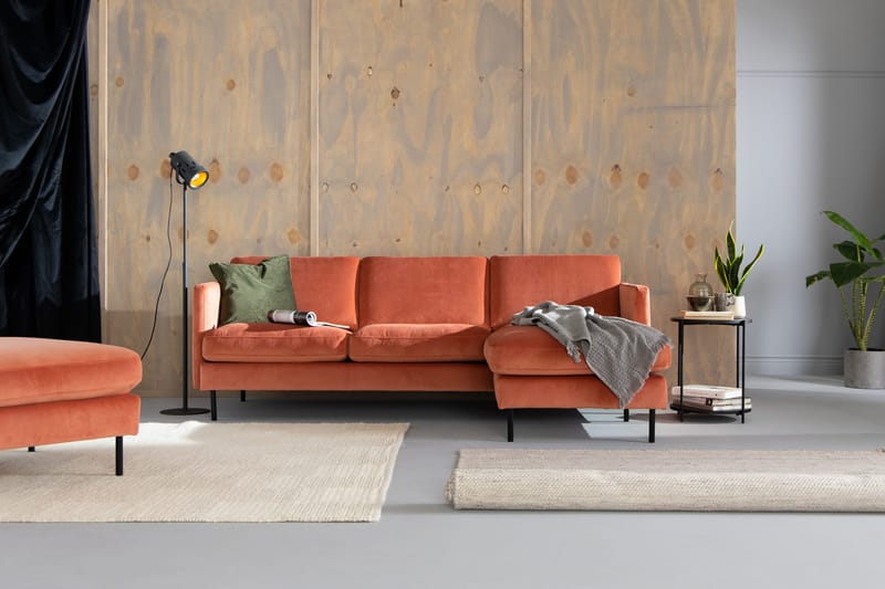 Teodin Fløyelssofa 2-seters med Divan Høyre - Rosa - Møbler - Sofaer - Sofaer med sjeselong - 2 seters sofa med divan