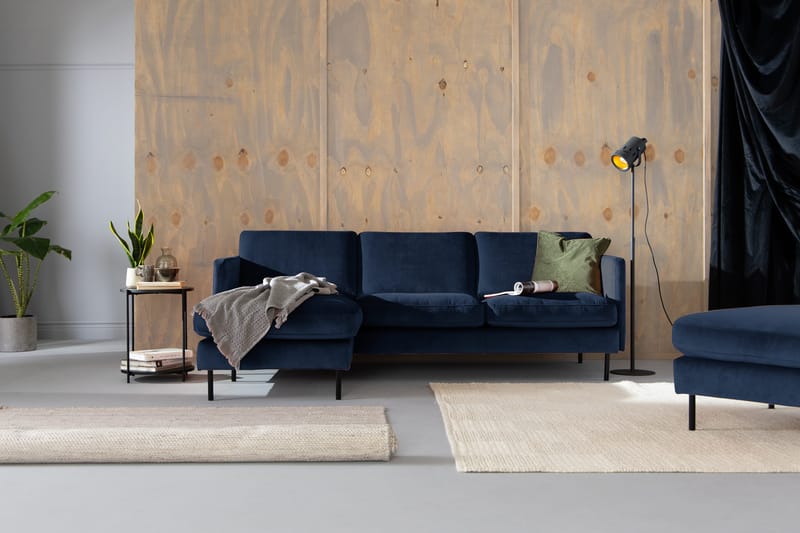Teodin Fløyelssofa 2-seters med Divan Venstre - Blå - Møbler - Sofaer - Sofaer med sjeselong - 2 seters sofa med divan