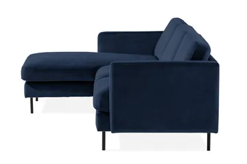 Teodin Fløyelssofa 2-seters med Divan Venstre - Blå - Møbler - Sofaer - Sofaer med sjeselong - 2 seters sofa med divan