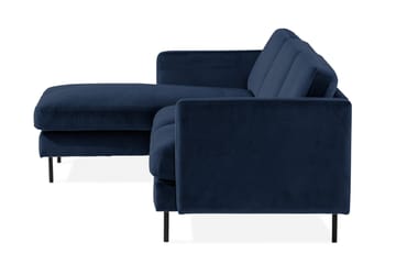 Teodin Fløyelssofa 2-seters med Divan Venstre - Blå - Møbler - Sofaer - Sofaer med sjeselong - 2 seters sofa med divan
