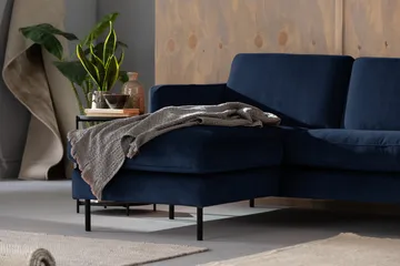 Teodin Fløyelssofa 2-seters med Divan Venstre - Blå - Møbler - Sofaer - Sofaer med sjeselong - 2 seters sofa med divan