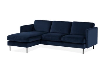 Teodin Fløyelssofa 2-seters med Divan Venstre - Blå - Møbler - Sofaer - Sofaer med sjeselong - 2 seters sofa med divan