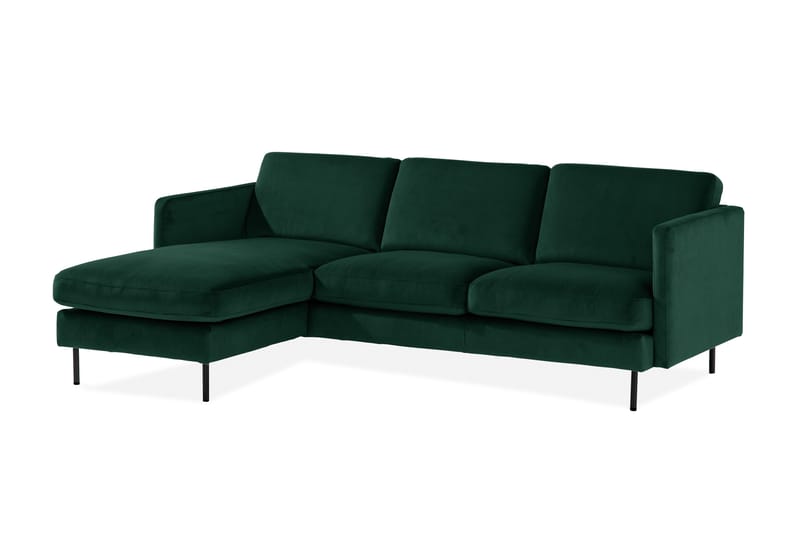 Teodin Fløyelssofa 2-seters med Divan Venstre - Grønn - Møbler - Sofaer - Sofaer med sjeselong - 2 seters sofa med divan