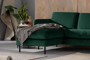 Teodin Fløyelssofa 2-seters med Divan Venstre - Grønn - Møbler - Sofaer - Sofaer med sjeselong - 2 seters sofa med divan