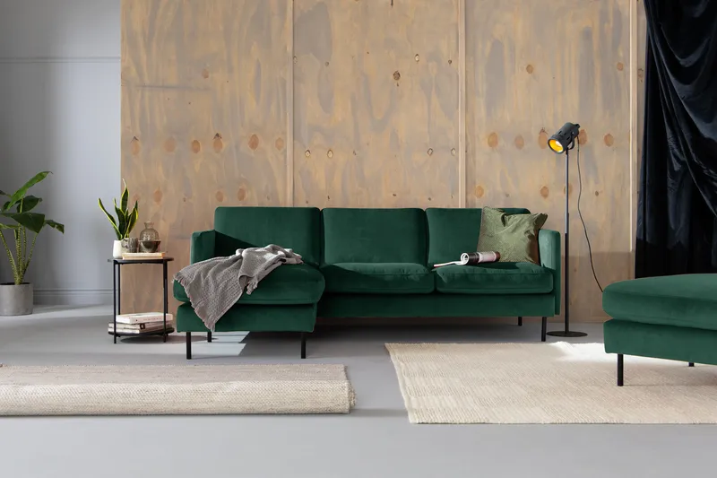 Teodin Fløyelssofa 2-seters med Divan Venstre - Grønn - Møbler - Sofaer - Sofaer med sjeselong - 2 seters sofa med divan