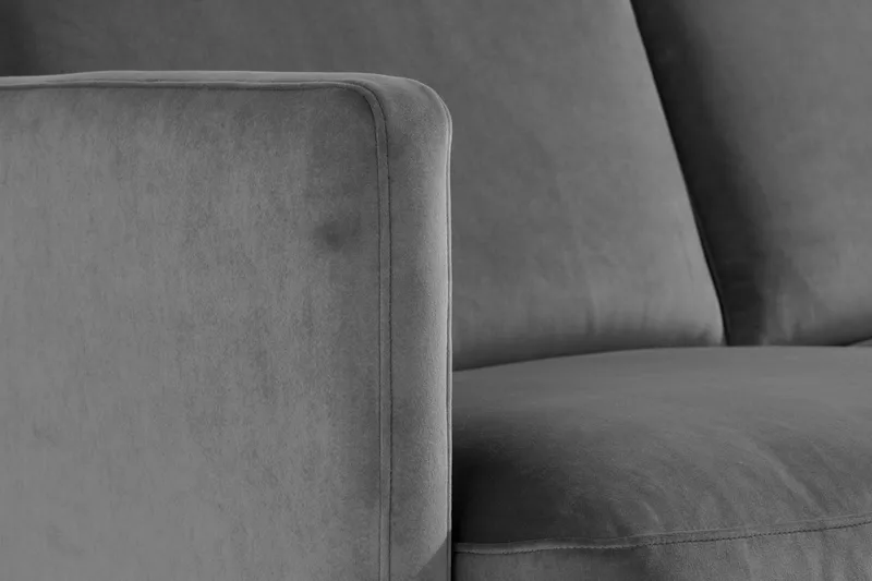 Teodin Fløyelssofa 2-seters med Divan Venstre - Lysegrå - Møbler - Sofaer - Sofaer med sjeselong - 2 seters sofa med divan