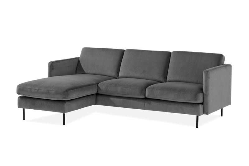Teodin Fløyelssofa 2-seters med Divan Venstre - Lysegrå - Møbler - Sofaer - Sofaer med sjeselong - 2 seters sofa med divan