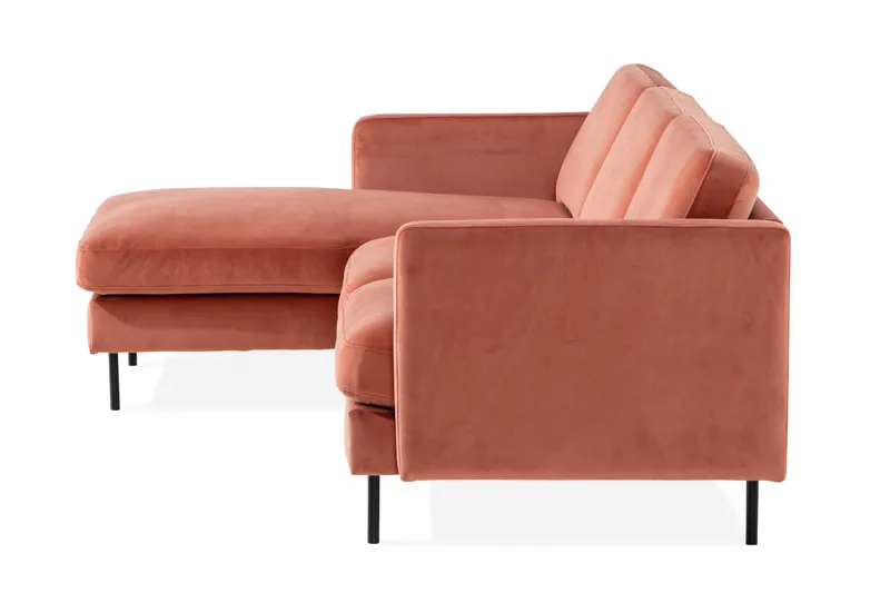 Teodin Fløyelssofa 2-seters med Divan Venstre - Rosa - Møbler - Sofaer - Sofaer med sjeselong - 2 seters sofa med divan