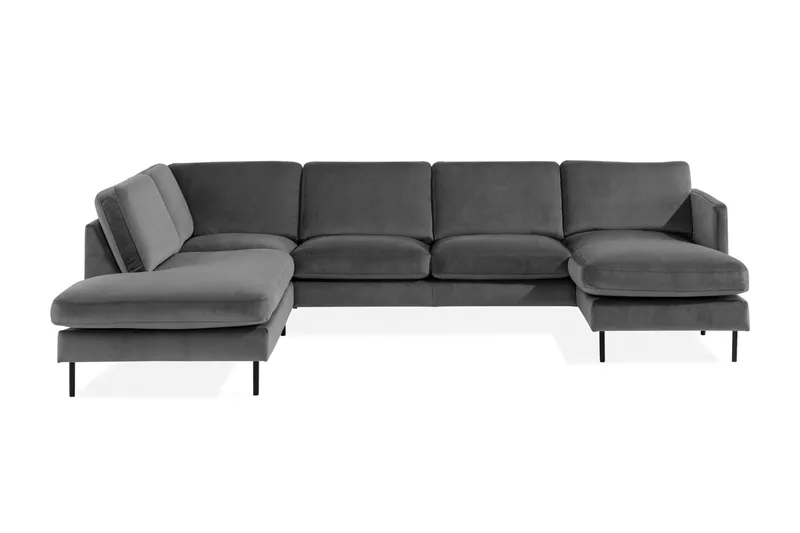 Teodin U-sofa med Divan Fløyel Høyre - Lysegrå - Møbler - Sofaer - Fløyelssofaer