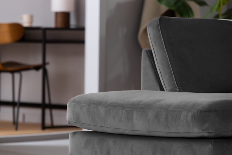 Teodin U-sofa med Divan Fløyel Høyre - Lysegrå - Møbler - Sofaer - Fløyelssofaer